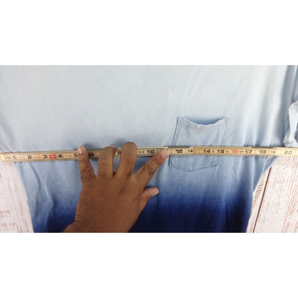 Jess & Jane Medium Blue Tie Dye Crew Neck Boho Short Sleeve Stretch Blouse Artsy - Picture 10 of 11